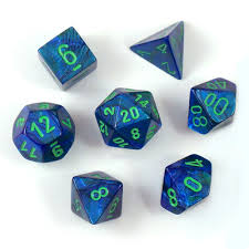 7 Dark Blue/green Lustrous Polyhedral Dice Set - CHX27496